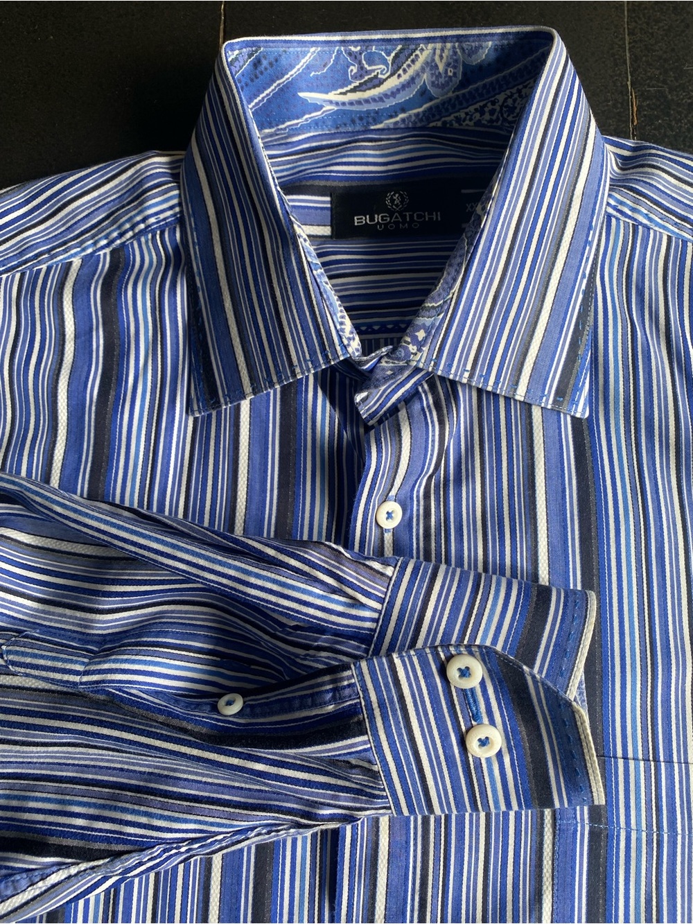Bugatchi Blue Multi-Stripe Dress Shirt